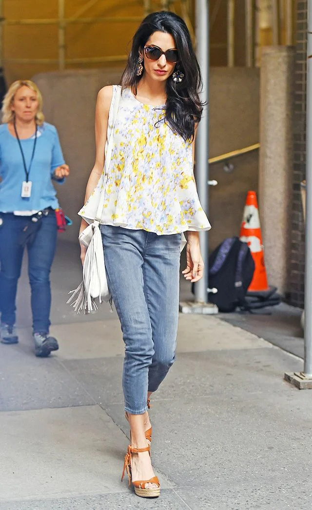 Amal Clooney opts for a tan crossover version.