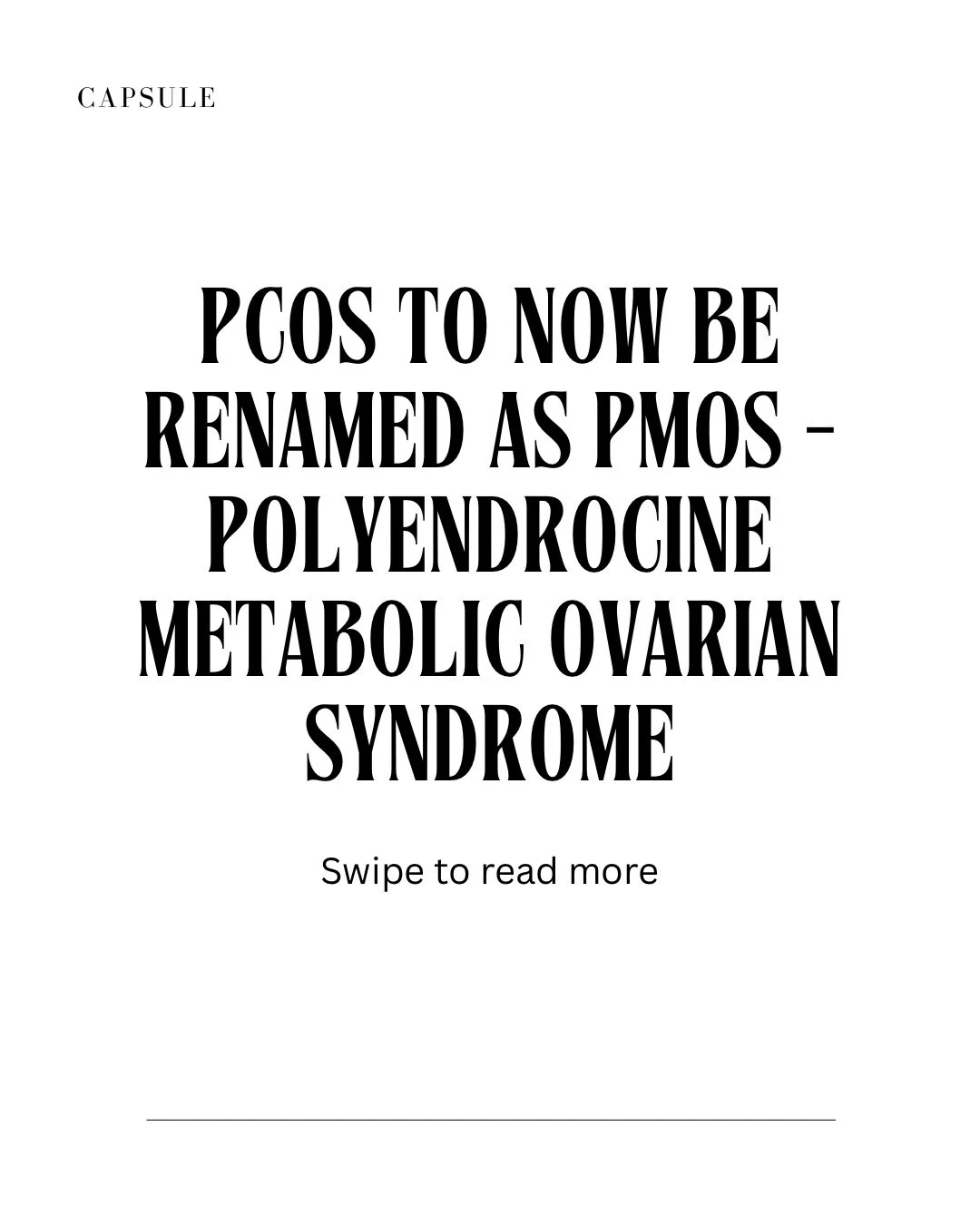 HEALTH UPDATE: PCOS has officially been renamed PMOS - Polyendocrine Metabolic Ovarian Syndrome.

This change reflects what many people living with the condition have known for years that it&rsquo;s about so much more than &ldquo;cysts on the ovaries