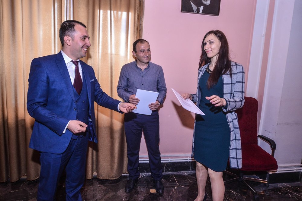 21 Gevorg Vardanyan and Artur Movsisyan  awarding ANSEF 2019 scientits with certificates.JPG