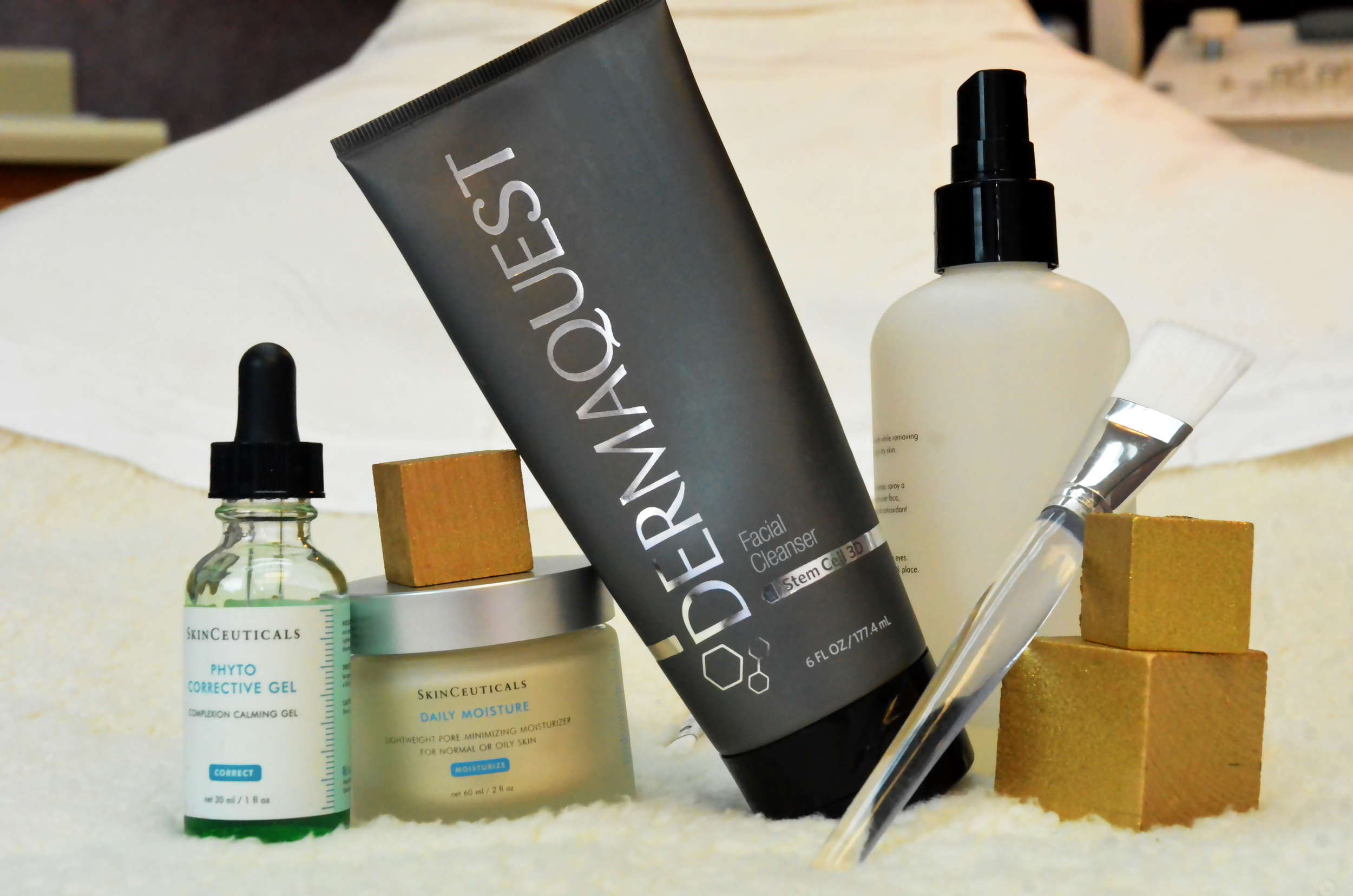A mix of products from Dermaquest and SkinCeuticals