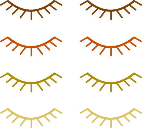 A collection of colored eyelashes in a variety of colors