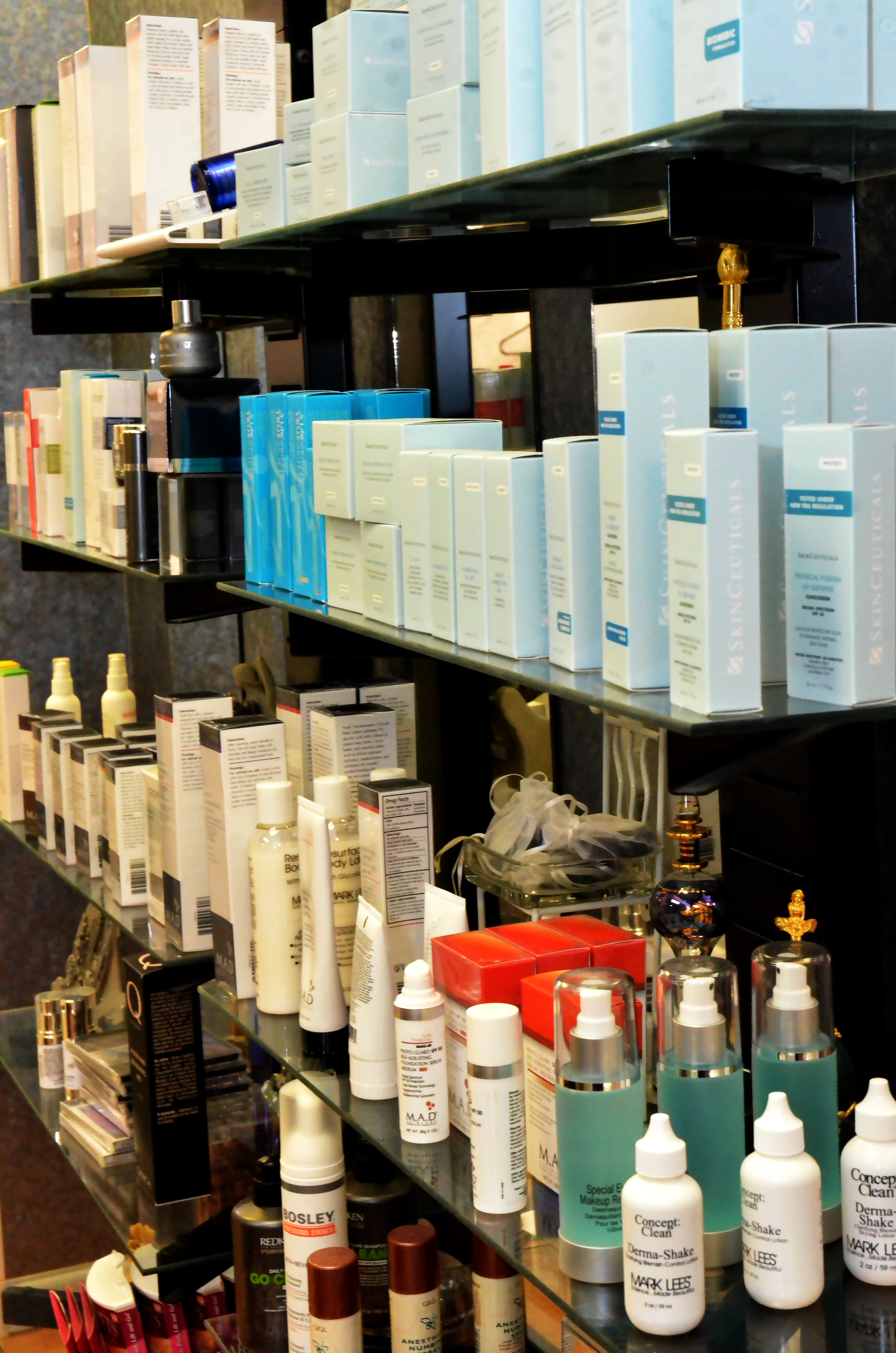 A mix of products from SkinCeuticals, Dermaquest, MarkLees, and M.A.D.