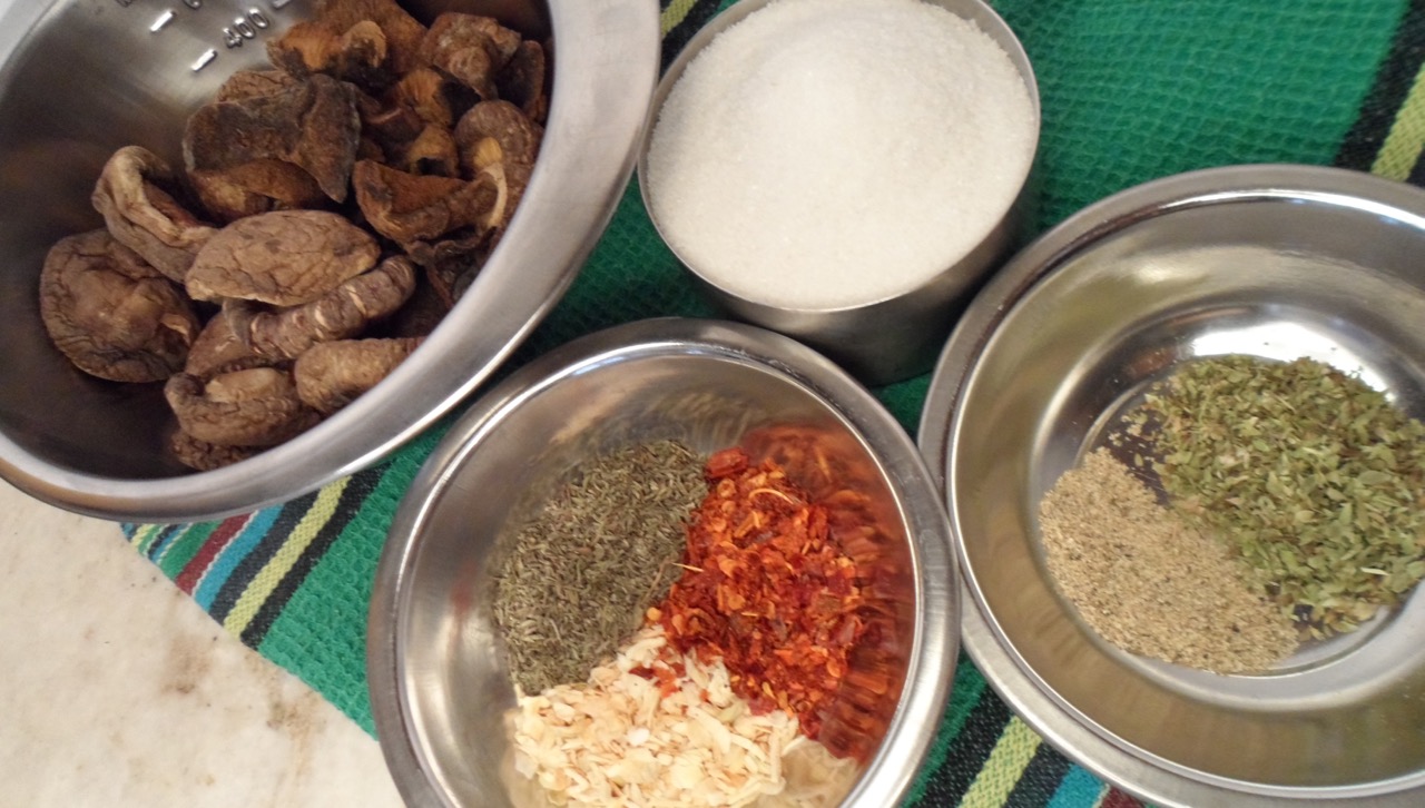 Ingredients prepped for Magic Mushroom Powder