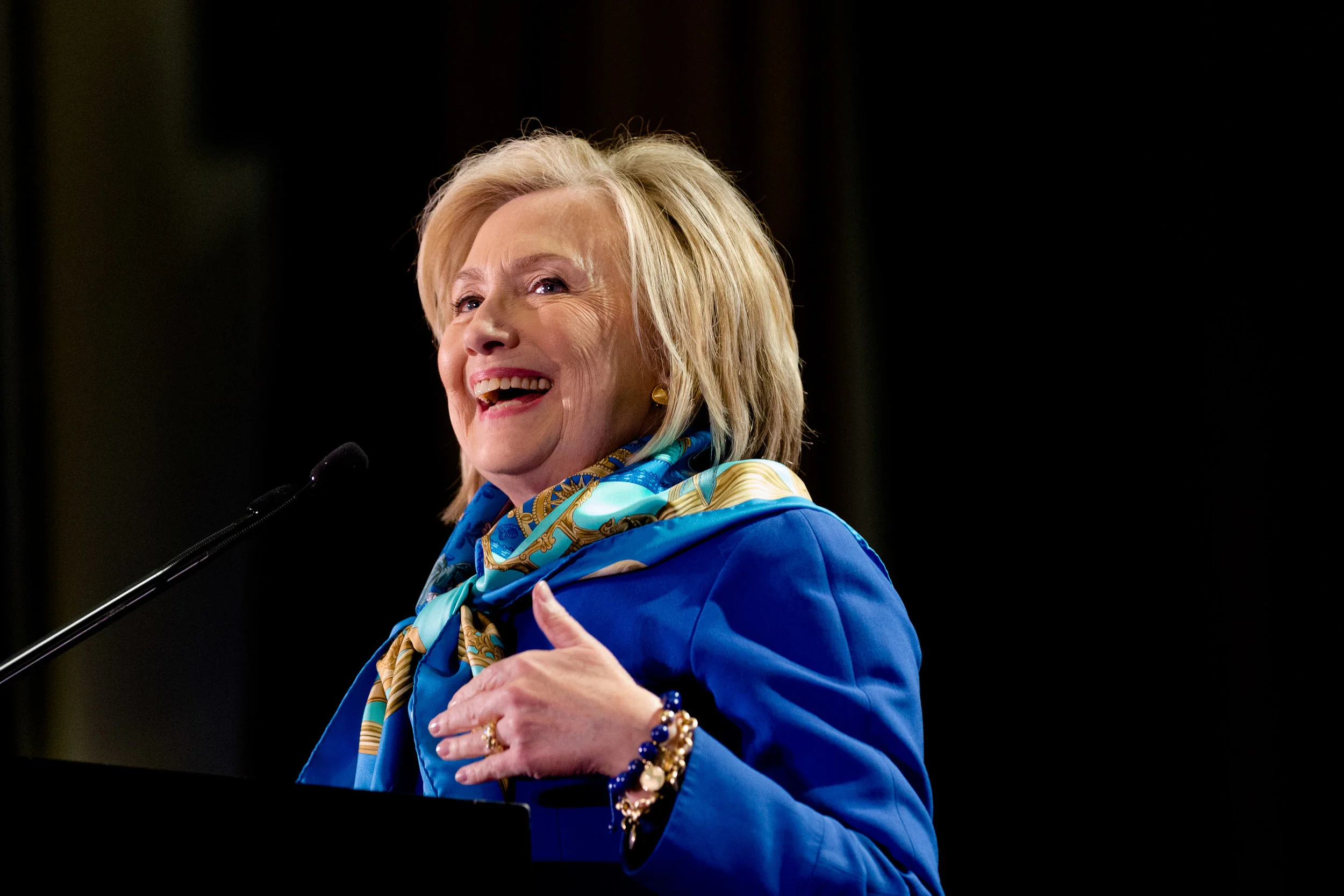 Hilary Clinton as the keynote speaker for the Regional Plan Association Assembly, New York, New York April 27, 2018.