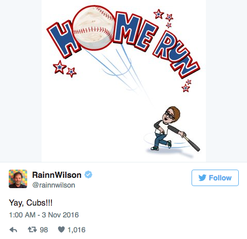 Twitter, @rainnwilson