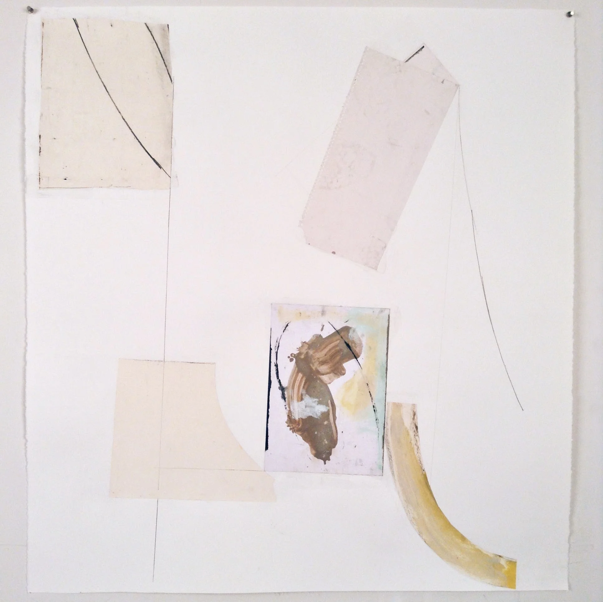 not yet titled (variation on an imaginary interior), 2017, graphite, charcoal, oil stick and collage on paper, 129.5 x 96.5 cm / 51 x 38 in