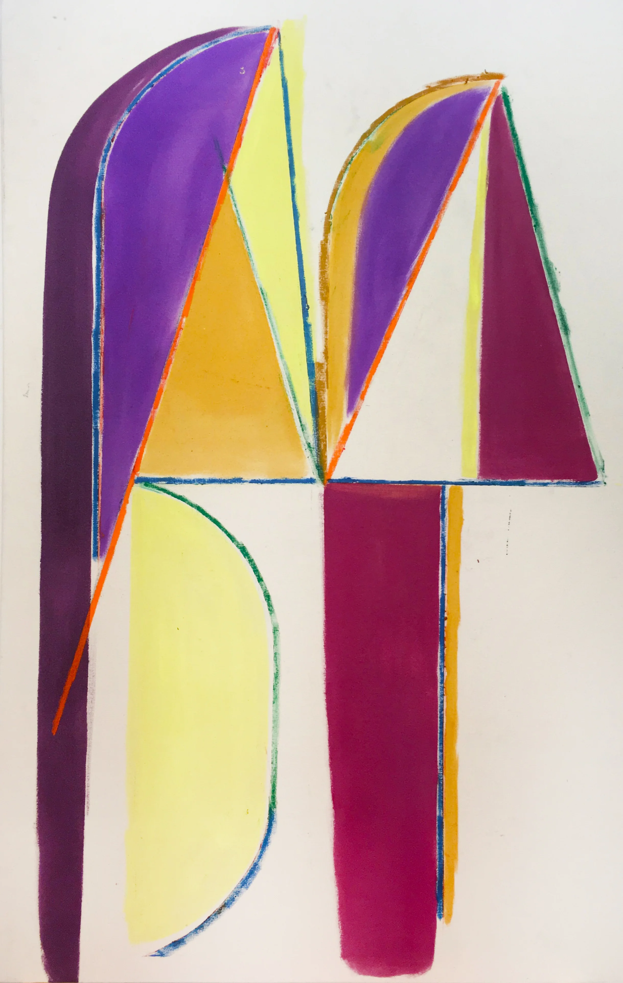 Archaic Remnants , 2018, acrylic and oil stick on canvas, 152.5 x 96.5 cm / 60 x 38 in