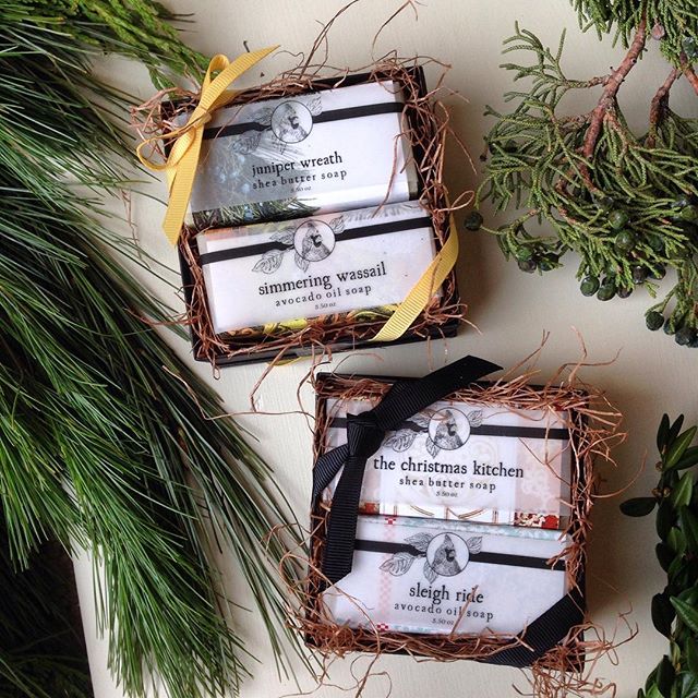 🎄Our Soap Gift Box makes a great white elephant gift. 🌟On sale now, select any two soaps and we will pack them in these tidy boxes finished with ribbon, all for 10 dollars! 🎄