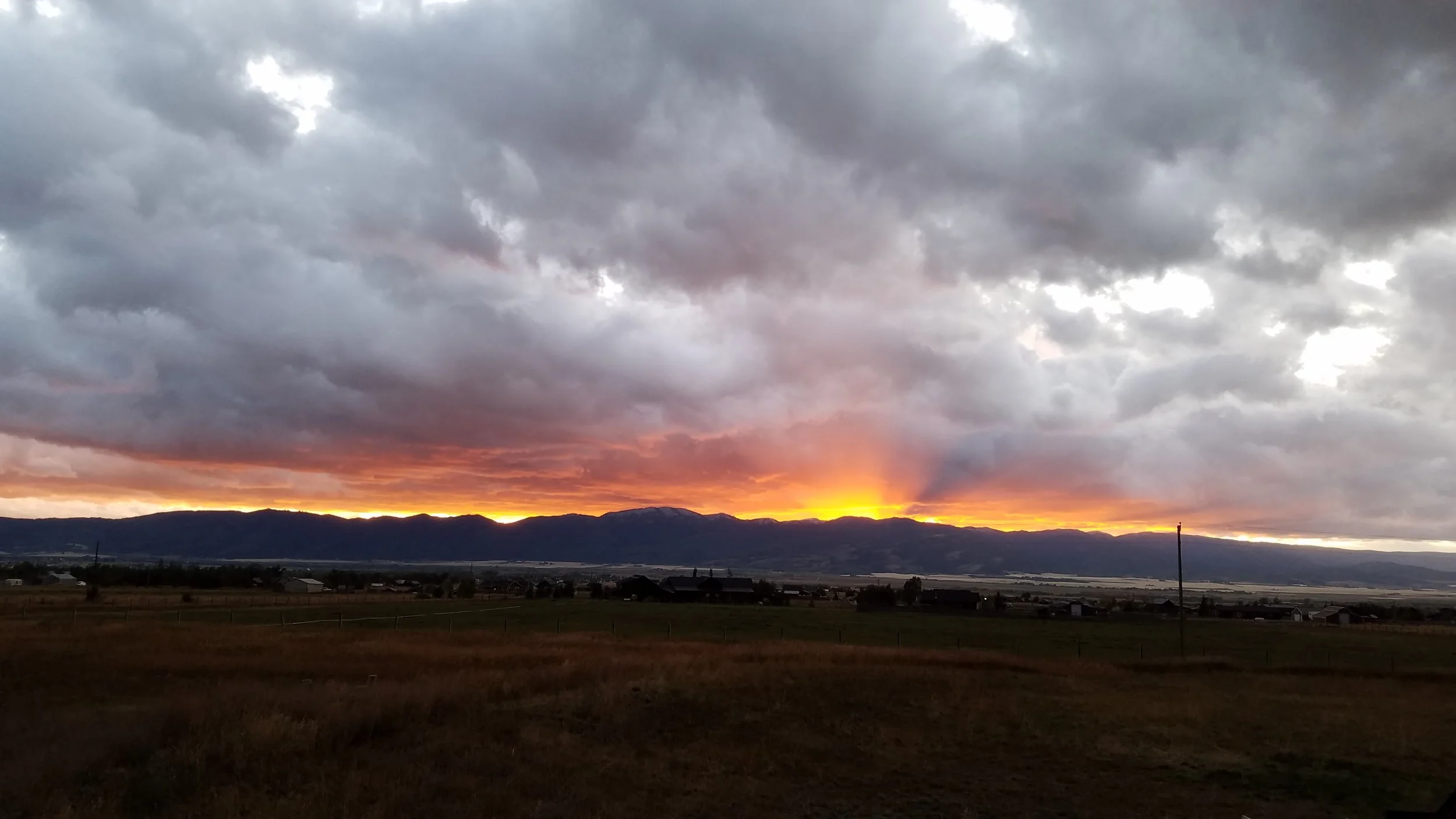 Sunset overlooking our Victor, Idaho airbnb back yard.