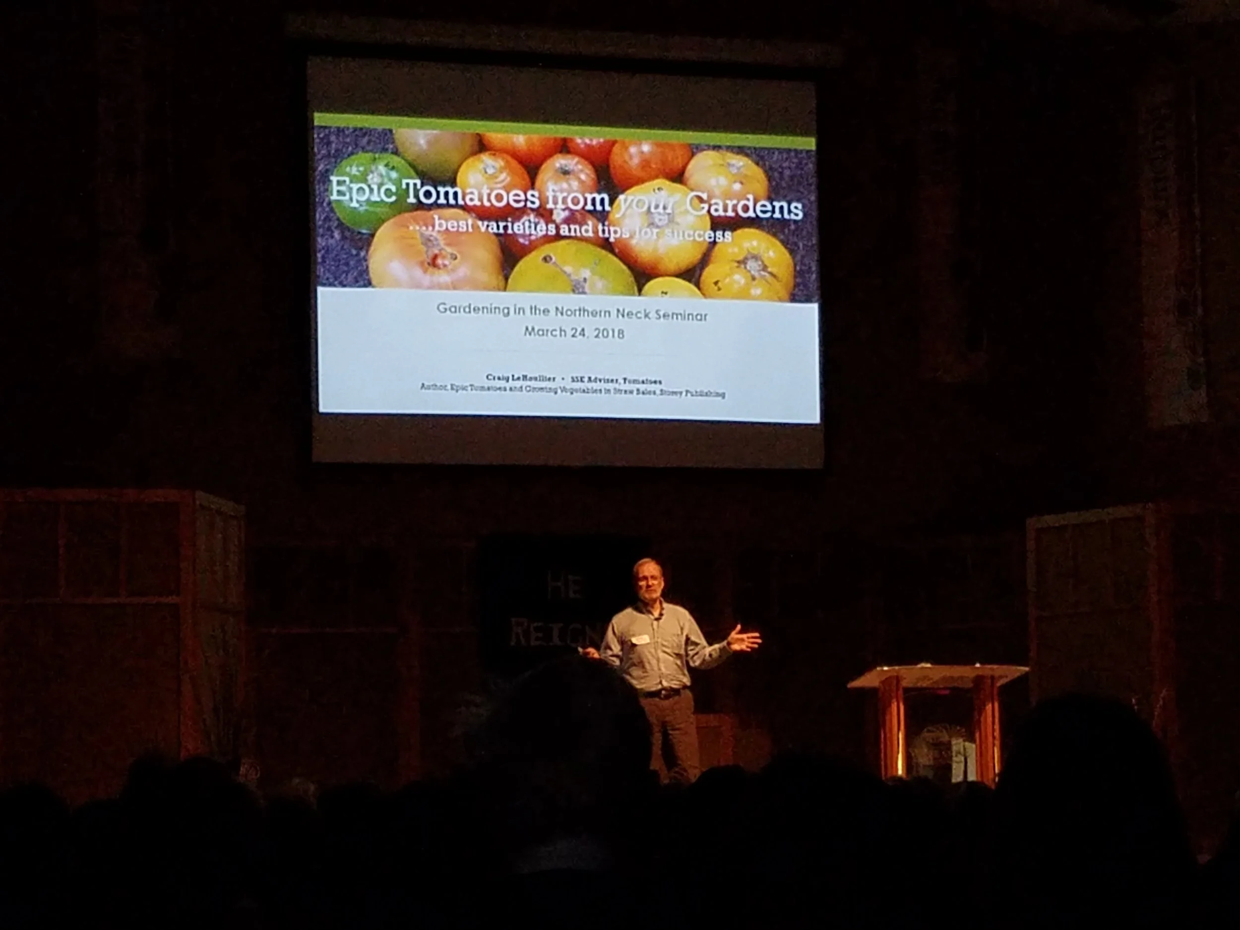 Talking tomatoes to a wonderful audience in White Stone VA