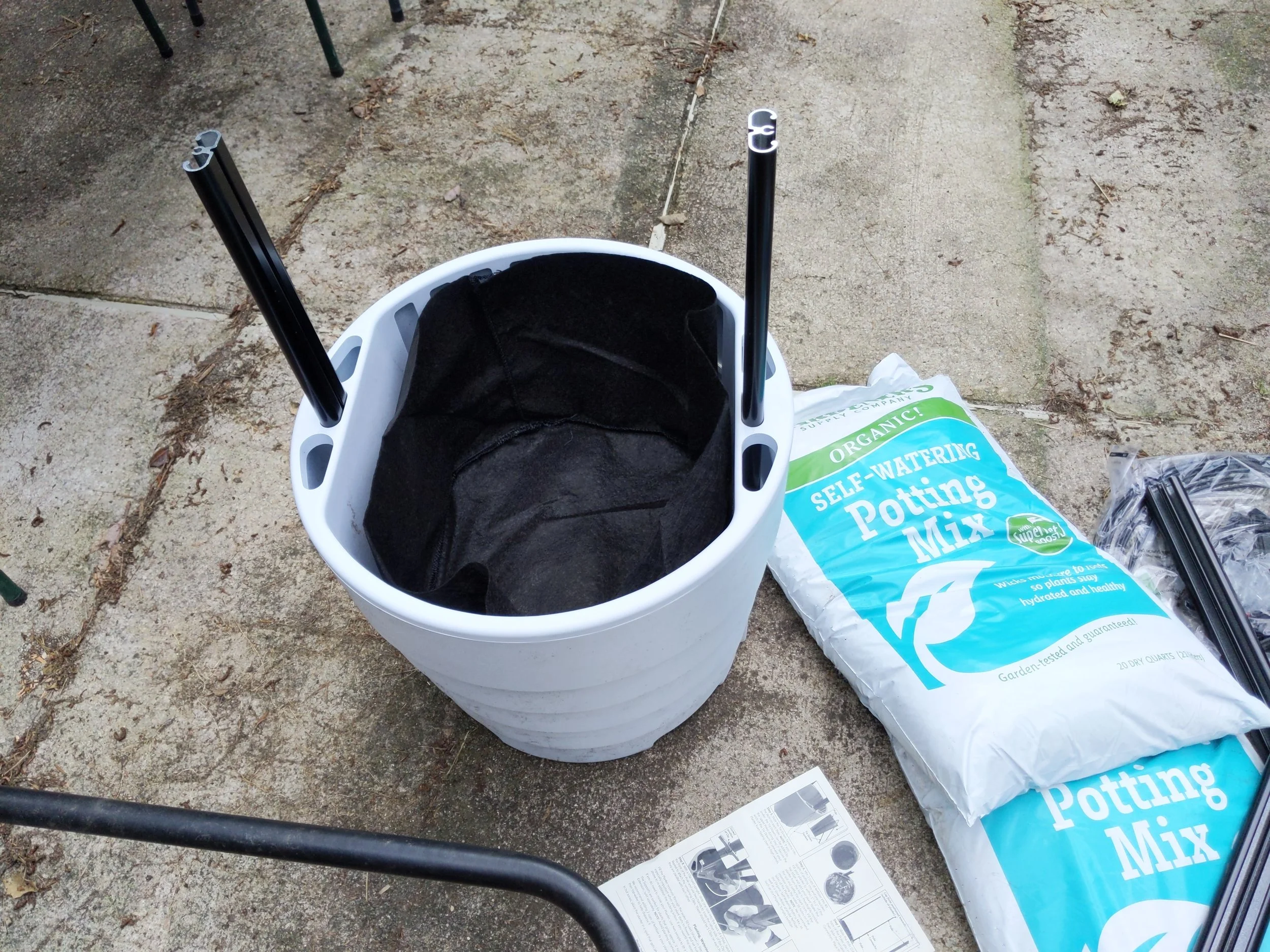 Brackets installed, growing bag installed