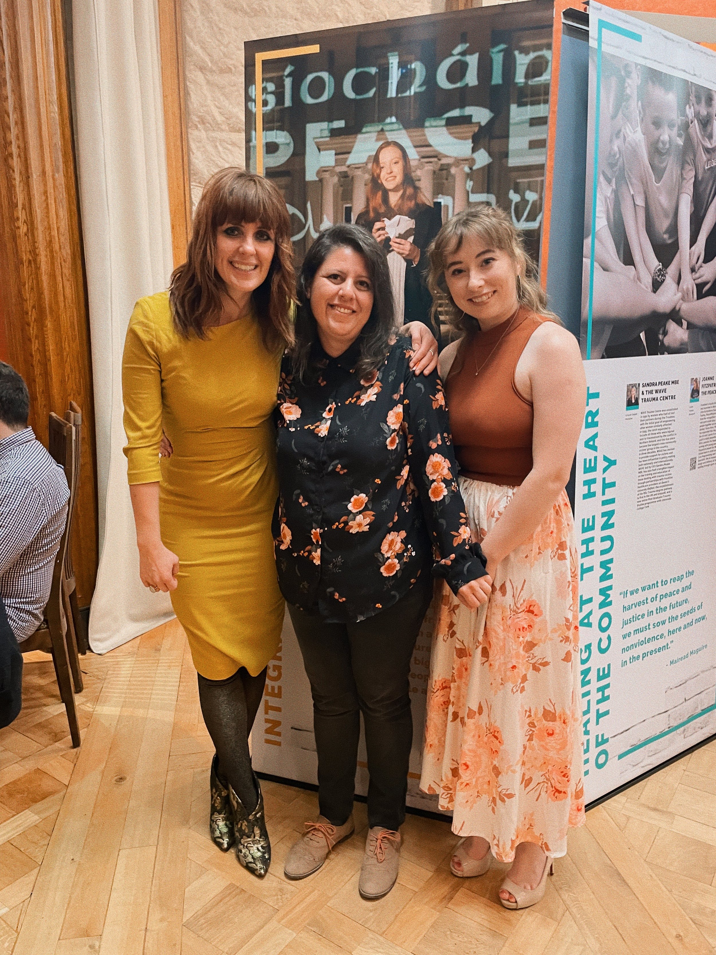 Melanie, Magda and Katelyn at the launch of the Peace Heroines exhibition.JPG