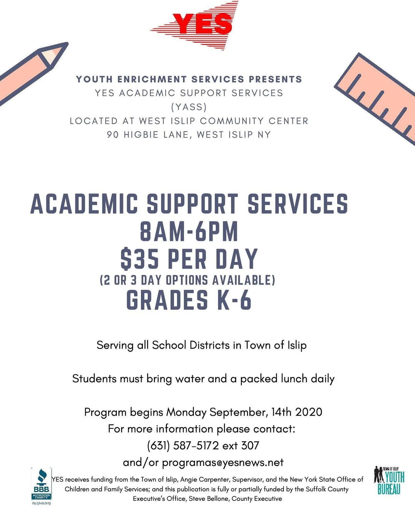 New YES program beginning in Fall 2020, sign up now! #Yesnewsli