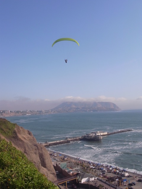 Paragliding over the beach at Miraflores.