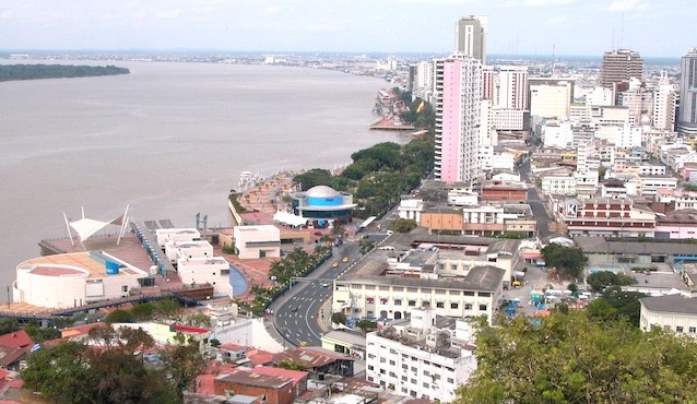 Guayaquil sits on the banks of the Guayas River.
