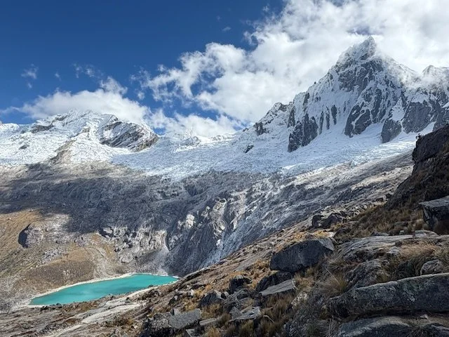 Boulay x 2 - Santa 5D Trek - View of Laguna Taullicocha & Taulliraju on way up to Punta Union Pass.jpeg
