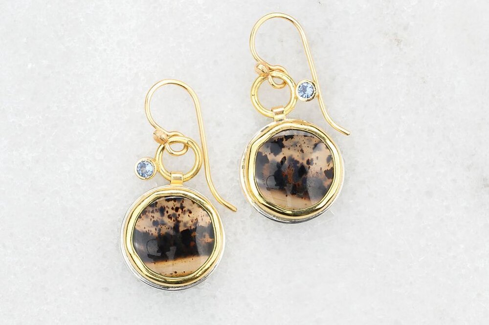 MONTANA agate from the banks of the Yellowstone River.. 25% of the sale of these earrings will go toward Montana flood relief for our fellow Montanans. I chose one family that the donation will go to. The link is in the bio if you would like to donat
