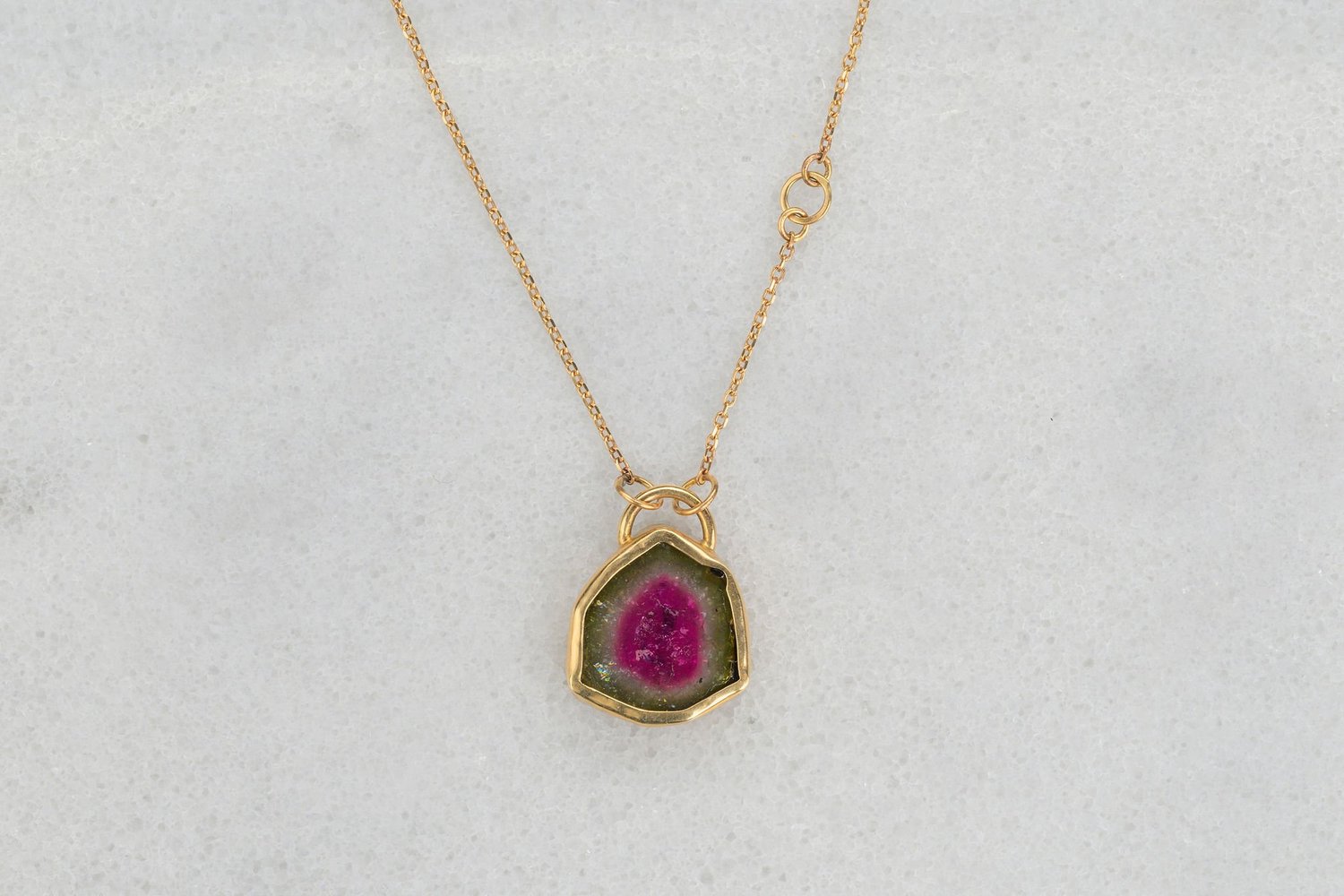 Gold Watermelon Tourmaline Necklace Ari O Jewelry