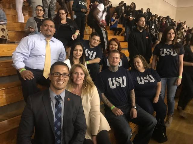  Members from the Urban Scholars Union at San Diego City College joined by the V.P. of Student Services, Dean of Student Equity, and First Year Services Coordinator. 