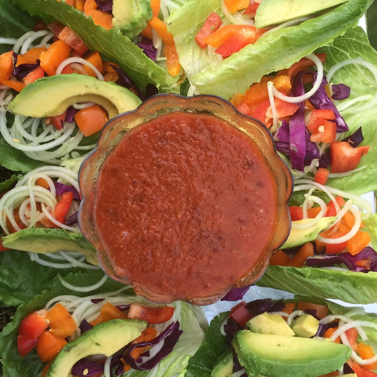 Thai lettuce boats with sweet chili dipping sauce