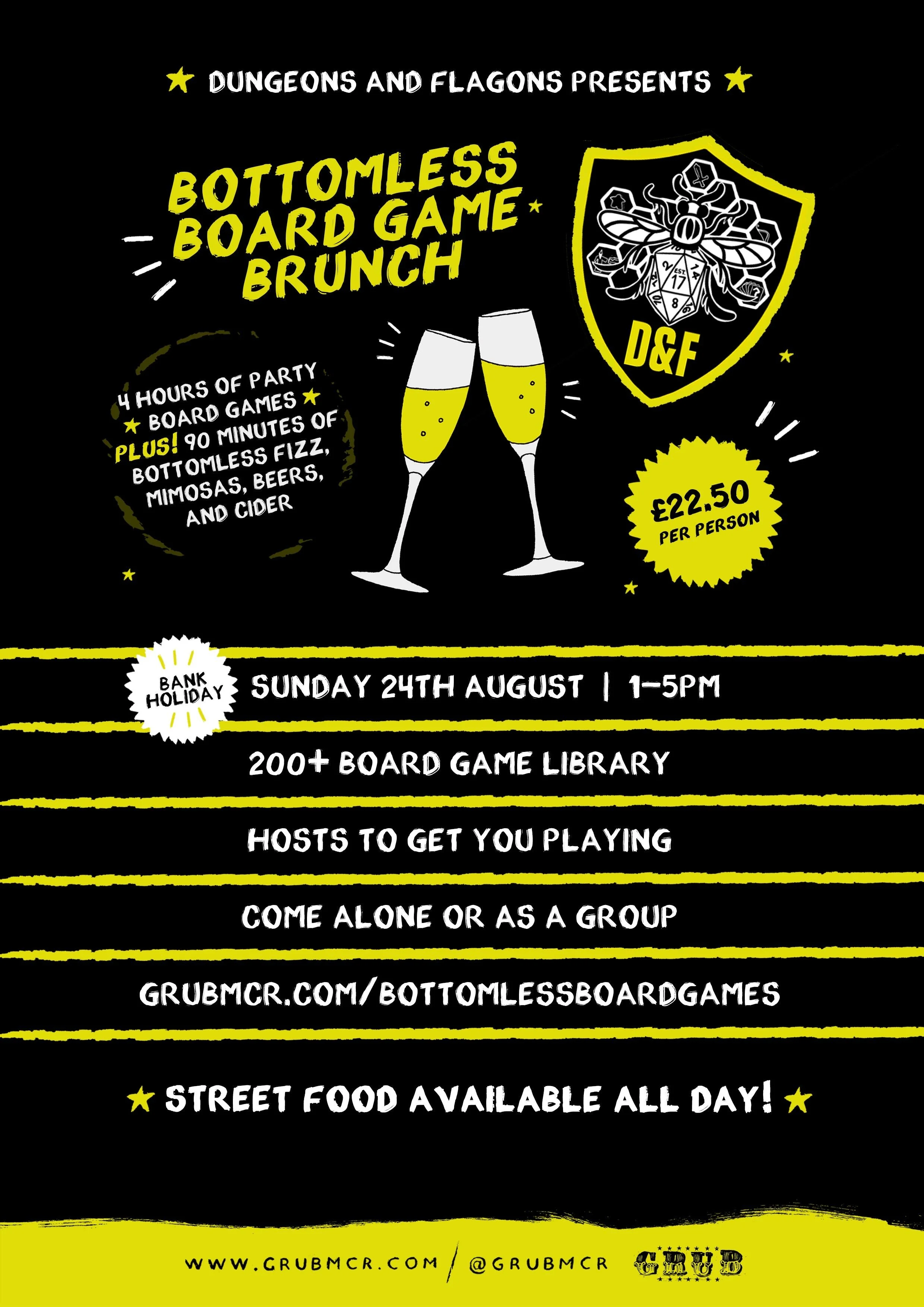 DUNGEONS & FLAGONS 🎲🥂 BOTTOMLESS BOARD GAME BRUNCH 🥂🎲