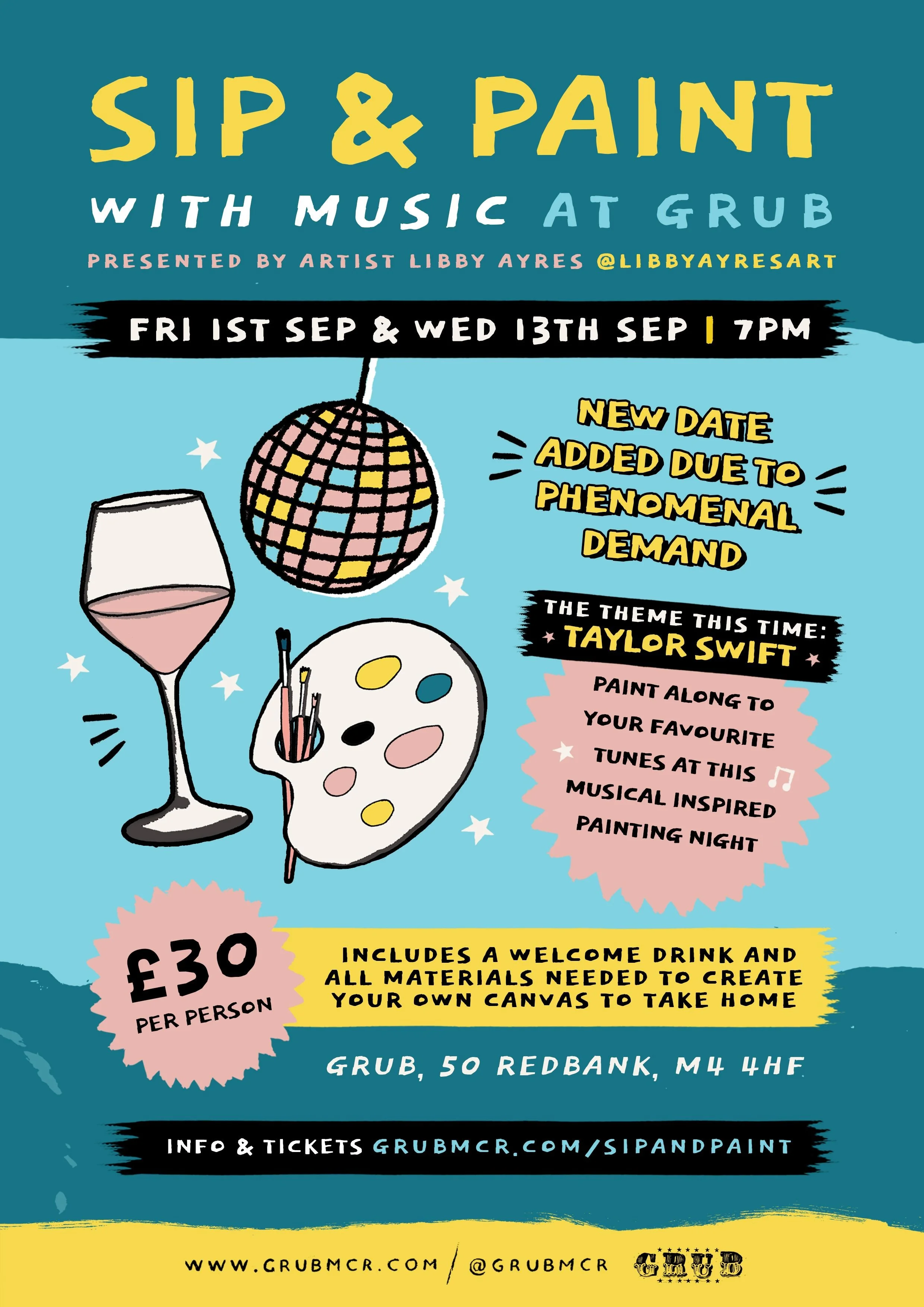 SIP & PAINT WITH MUSIC TAYLOR SWIFT THEMED — GRUB MCR