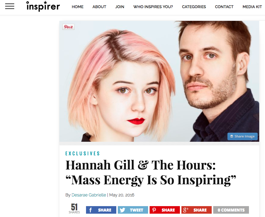"On the heels of the release of their first album , we spoke to Hannah about the songwriting process behind The Water , her working relationship with Brad, her passion for music, and MORE ...