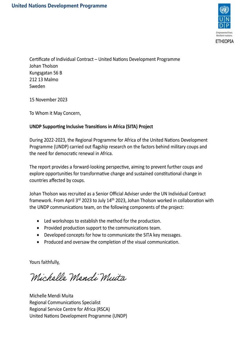 CONTRACT CONFIRMATION - UNDP