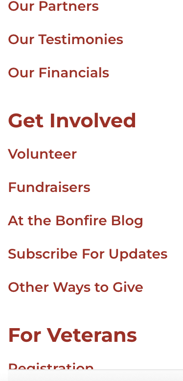 warrior bonfire program website navigation problems