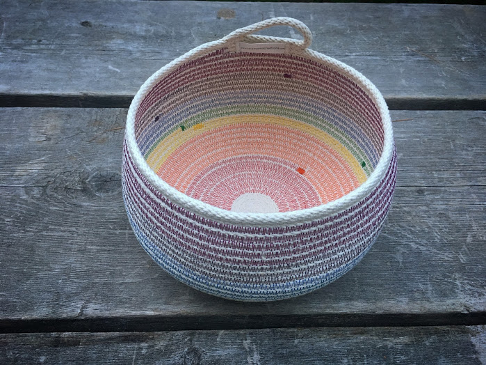 | | rainbow thread on natural rope | |