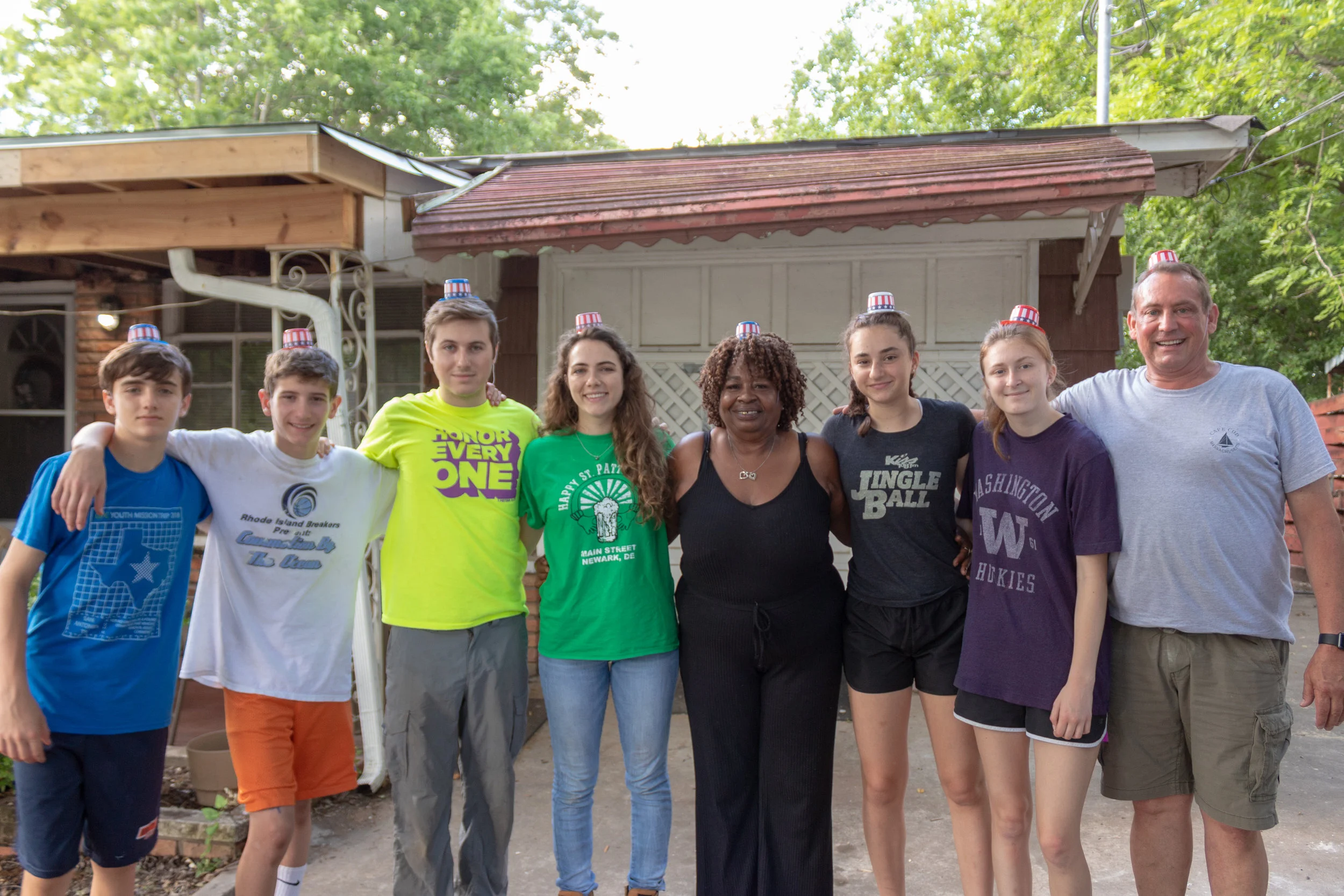 Mary and the team of volunteers working on her home.