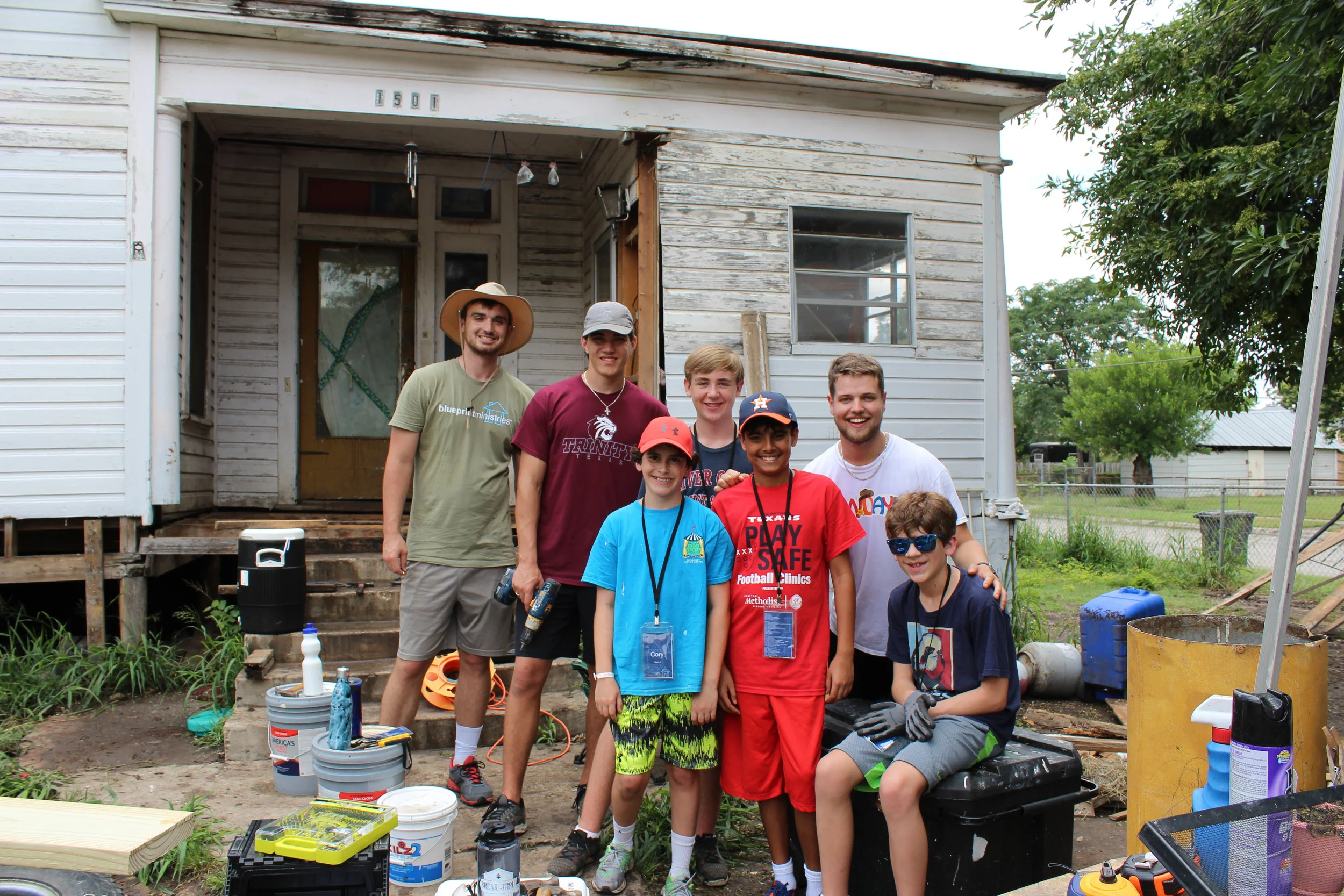 A group of students from Houston, TX working on Ms. Bakers home Summer 2017.