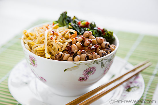 Korean Inspired Black-Eyed Peas and Kale Bowl