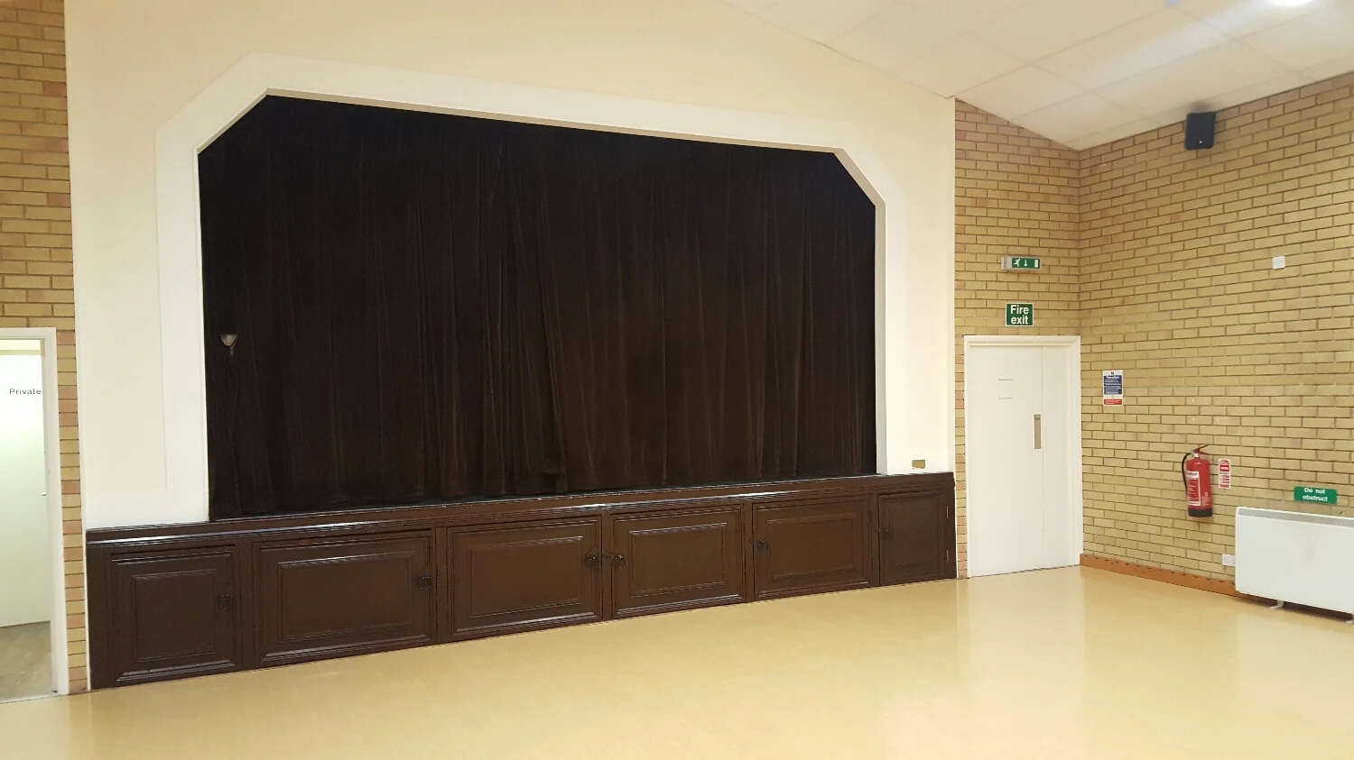 Main function room stage curtains and linings