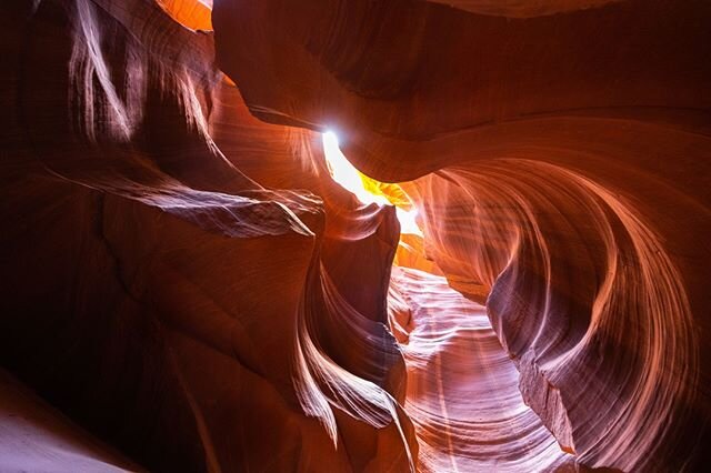 Antelope Canyon miraculously displays over 10 levels of light at a time ✨ (The human 👁 can only see 10 at a time!). With tripods now banned from the canyon, photographers will have to handhold high quality cameras (like I did here) to capture them. 