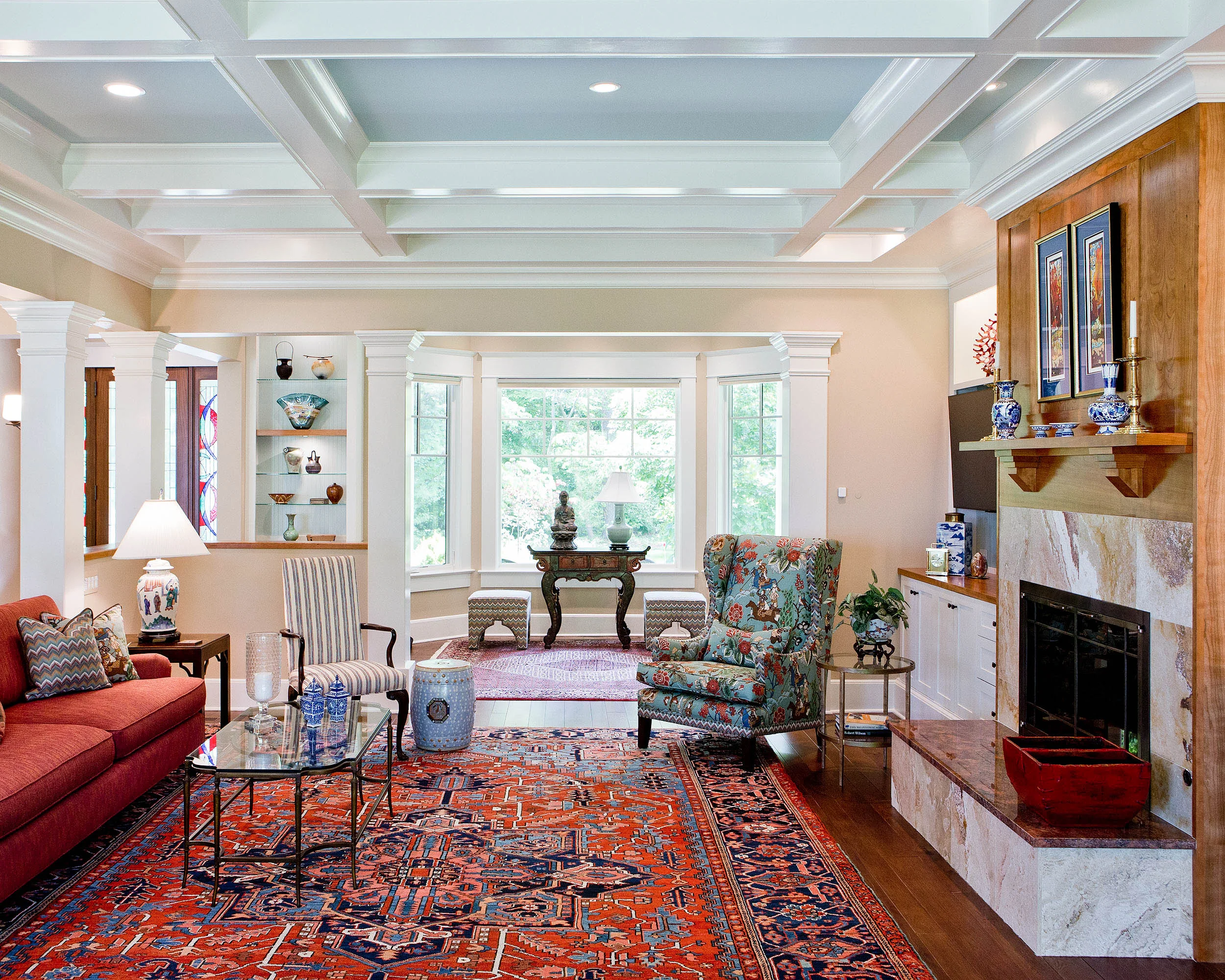 Bold patterns and vivid color are given plenty of room to hold their own in this large and sunny space. Photo: Matthew Lofton