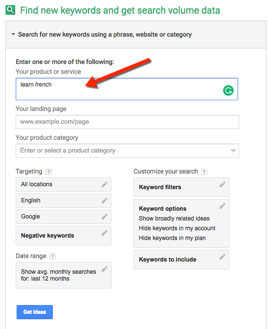 Google AdWords Keyword Planner