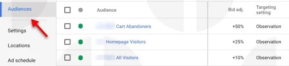 Google Shopping bid strategy: example of RLSA campaign.