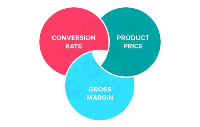 Factors affecting Google Shopping bid strategy: conversion rate, product price, gross margin.
