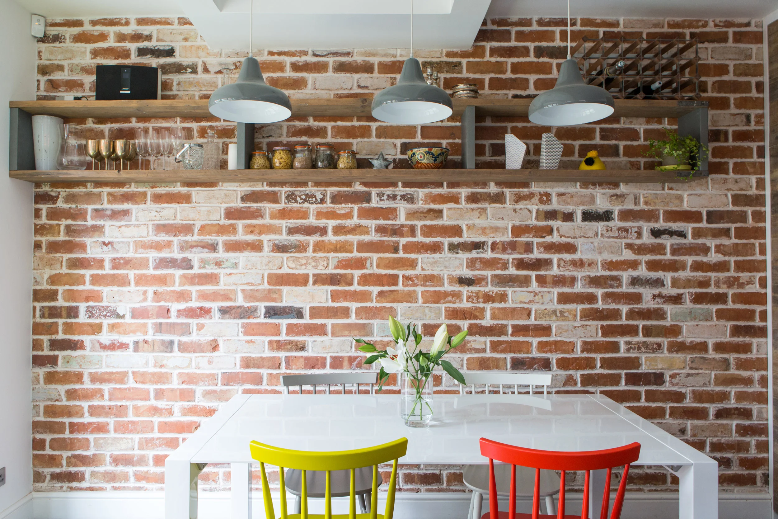 Richardson Studio Interiors Design Tooting Family Home Exposed Brick Kitchen Wall