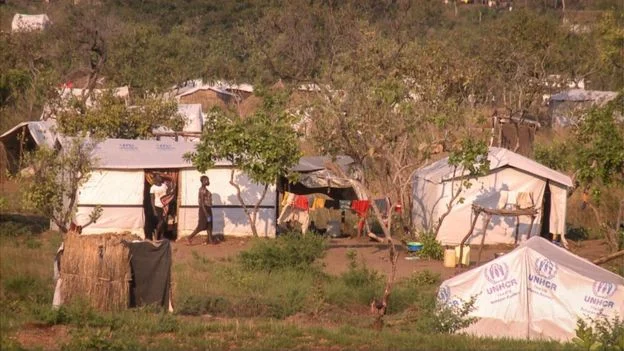 Some of the refugees arriving in Uganda are sheltered here in the Bidi Bidi camp
