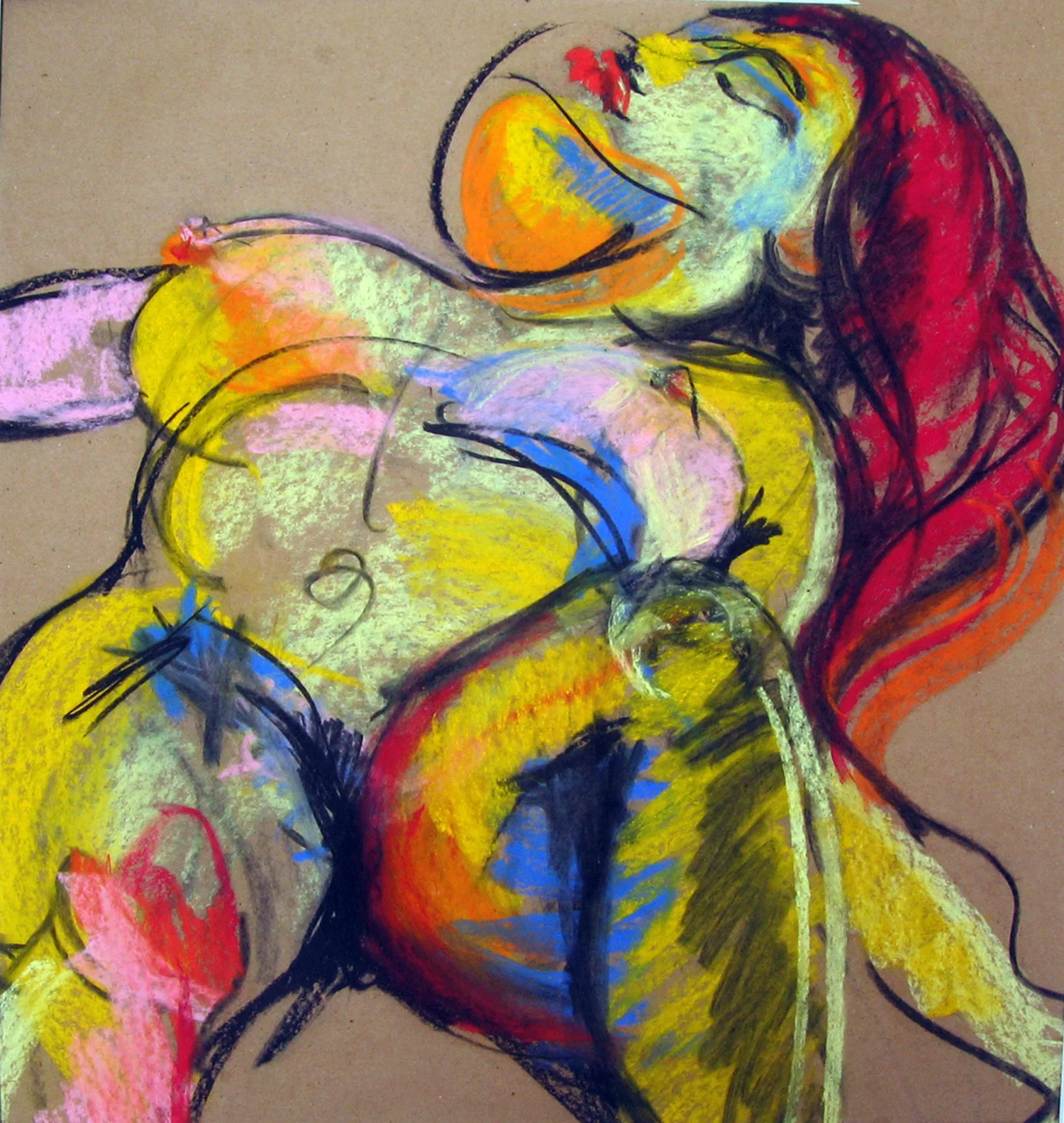 BlondeRedhead pastel & charcoal on kraft paper 20” X 19”