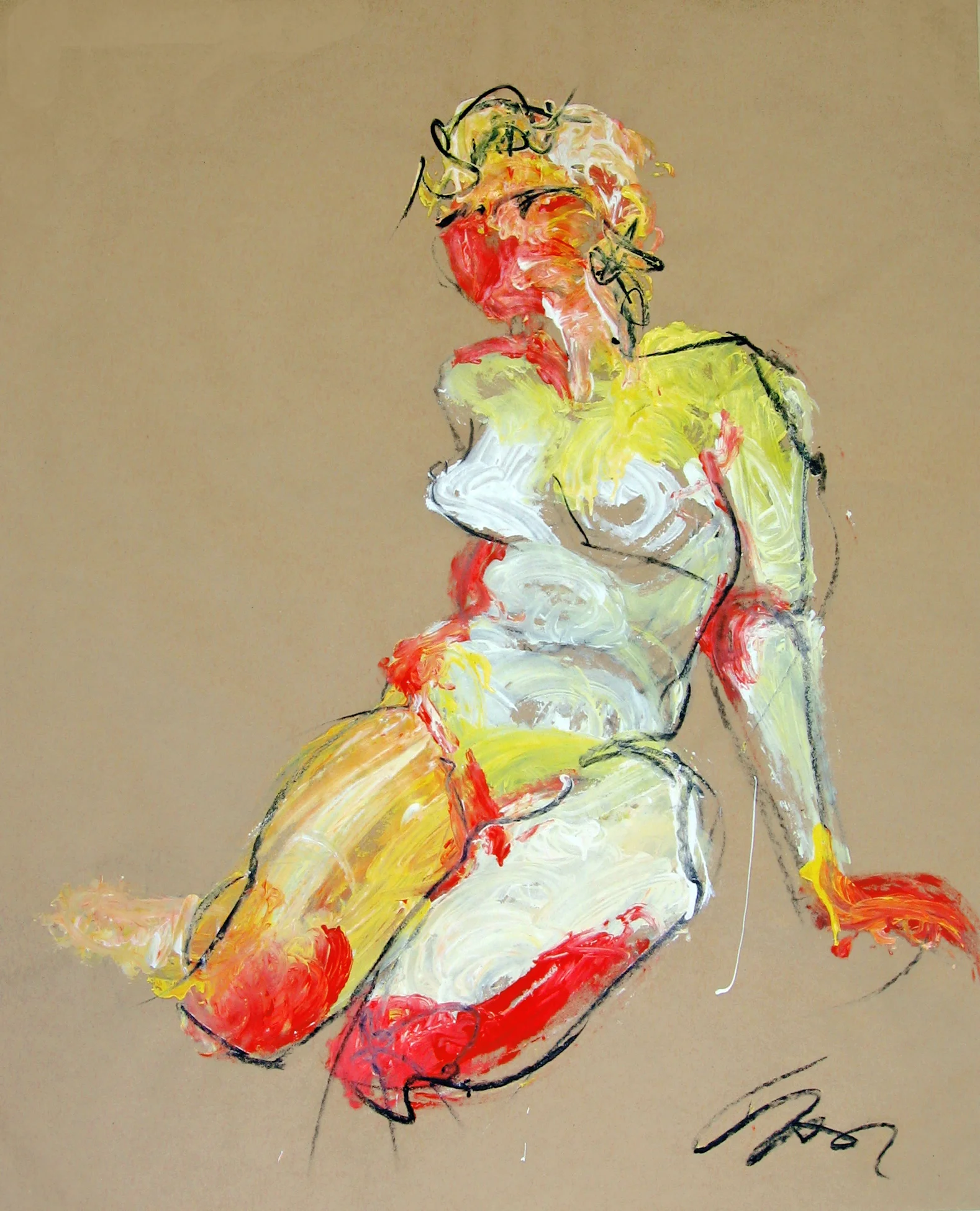 'Mia' acrylic & charcoal on kraft paper 39” X 31"