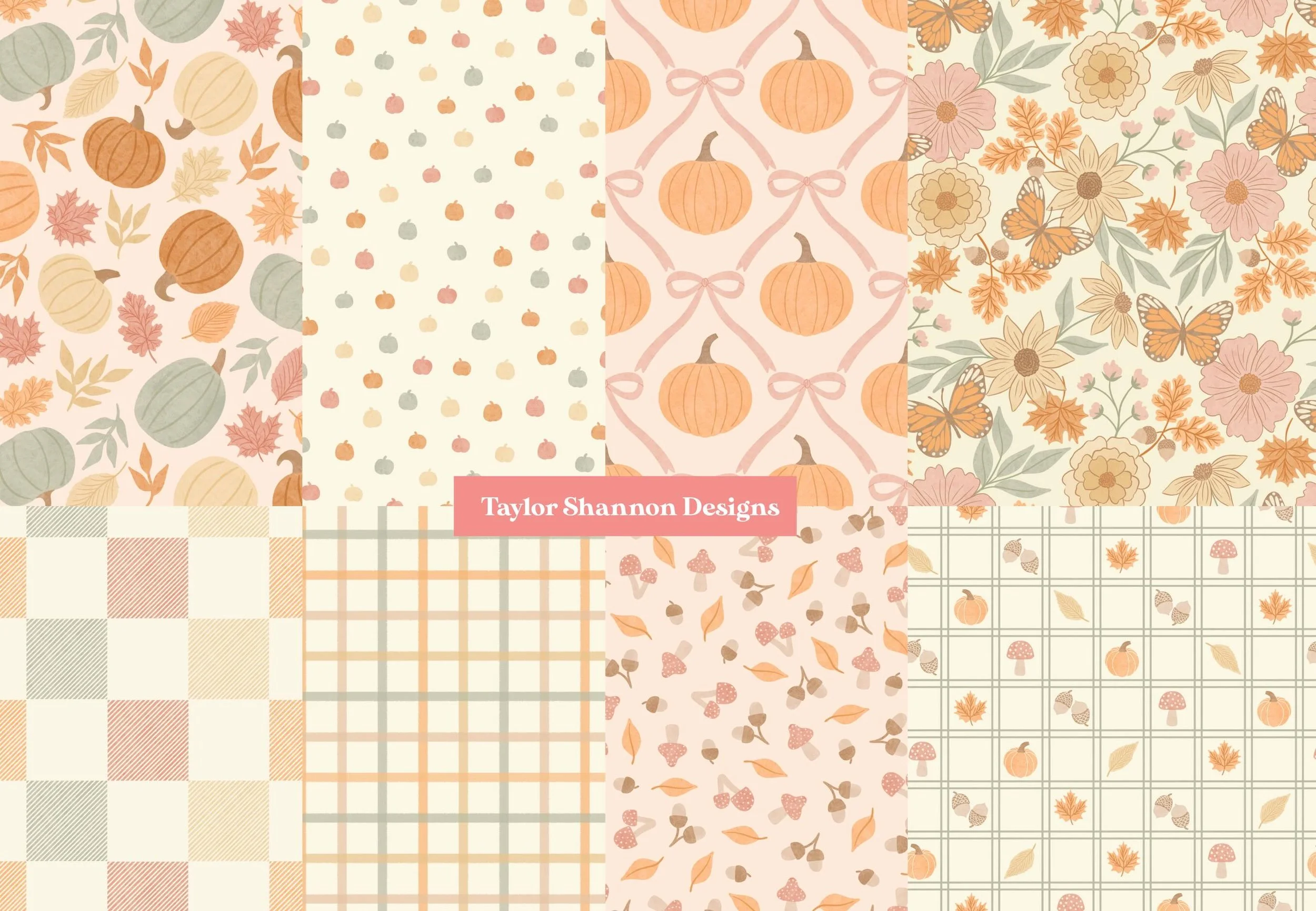 Soft Autumn fabric is now available at @carriagehouseprinteryfabric 🍁🌻 Feminine pastel colors meet the joy of autumn. I would loooove to see a little girl dress made with this fabric!
.
.
.
#surfacedesigner #surfacepatterndesigner #fabricdesigner #