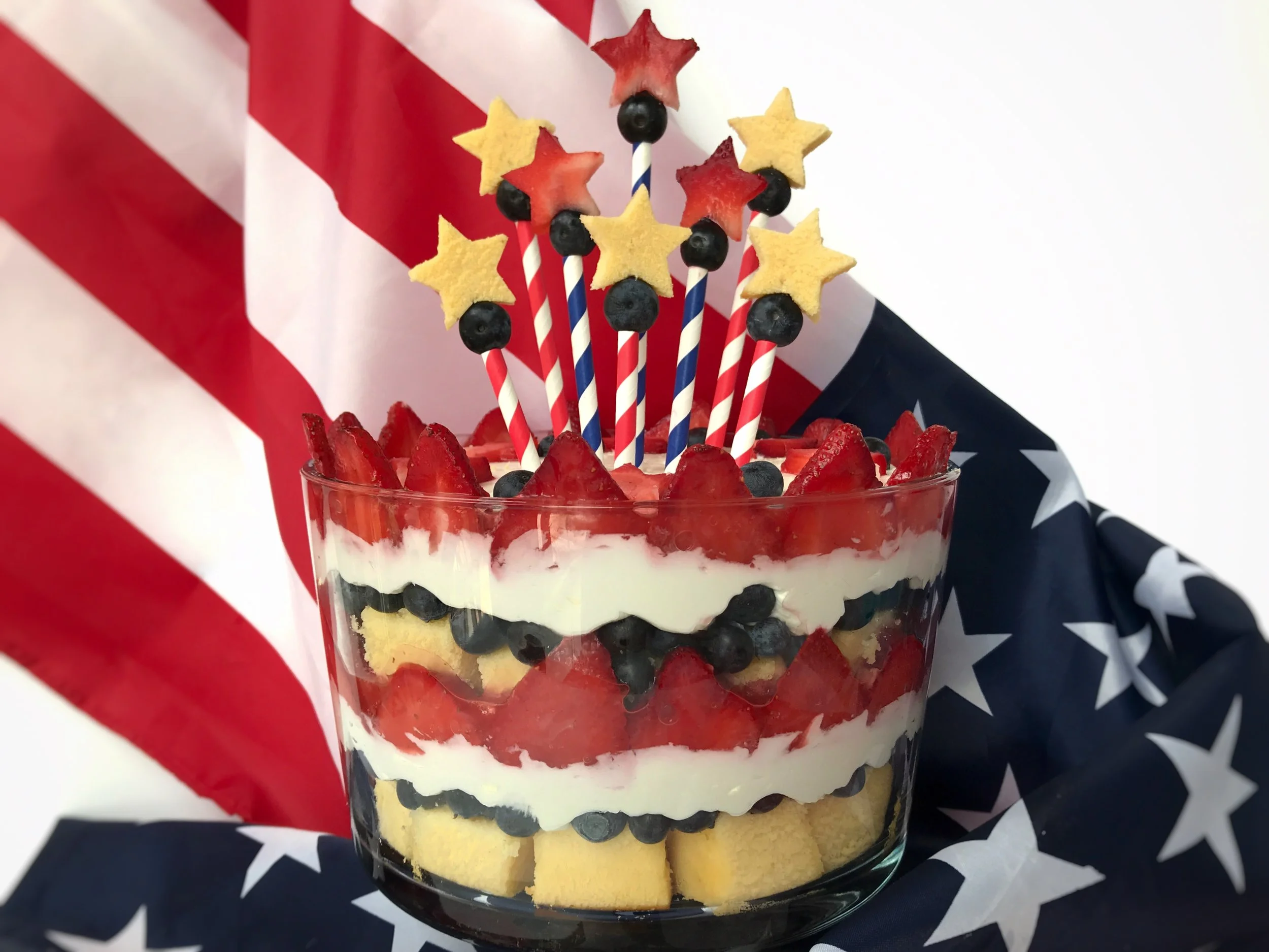RED, WHITE AND BLUE BERRY TRIFLE