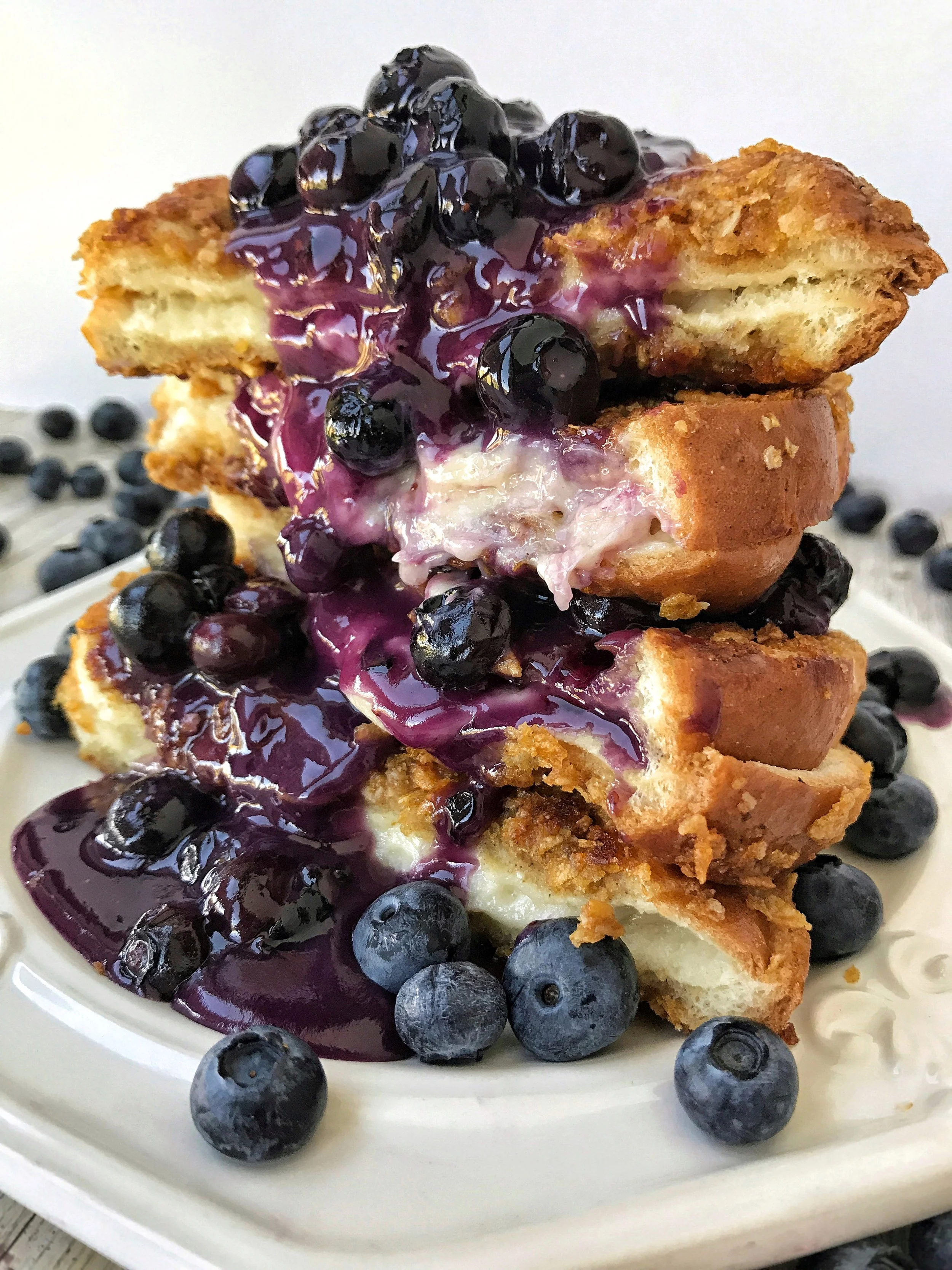 CRUNCHY STUFFED FRENCH TOAST WITH BLUEBERRY COMPOTE