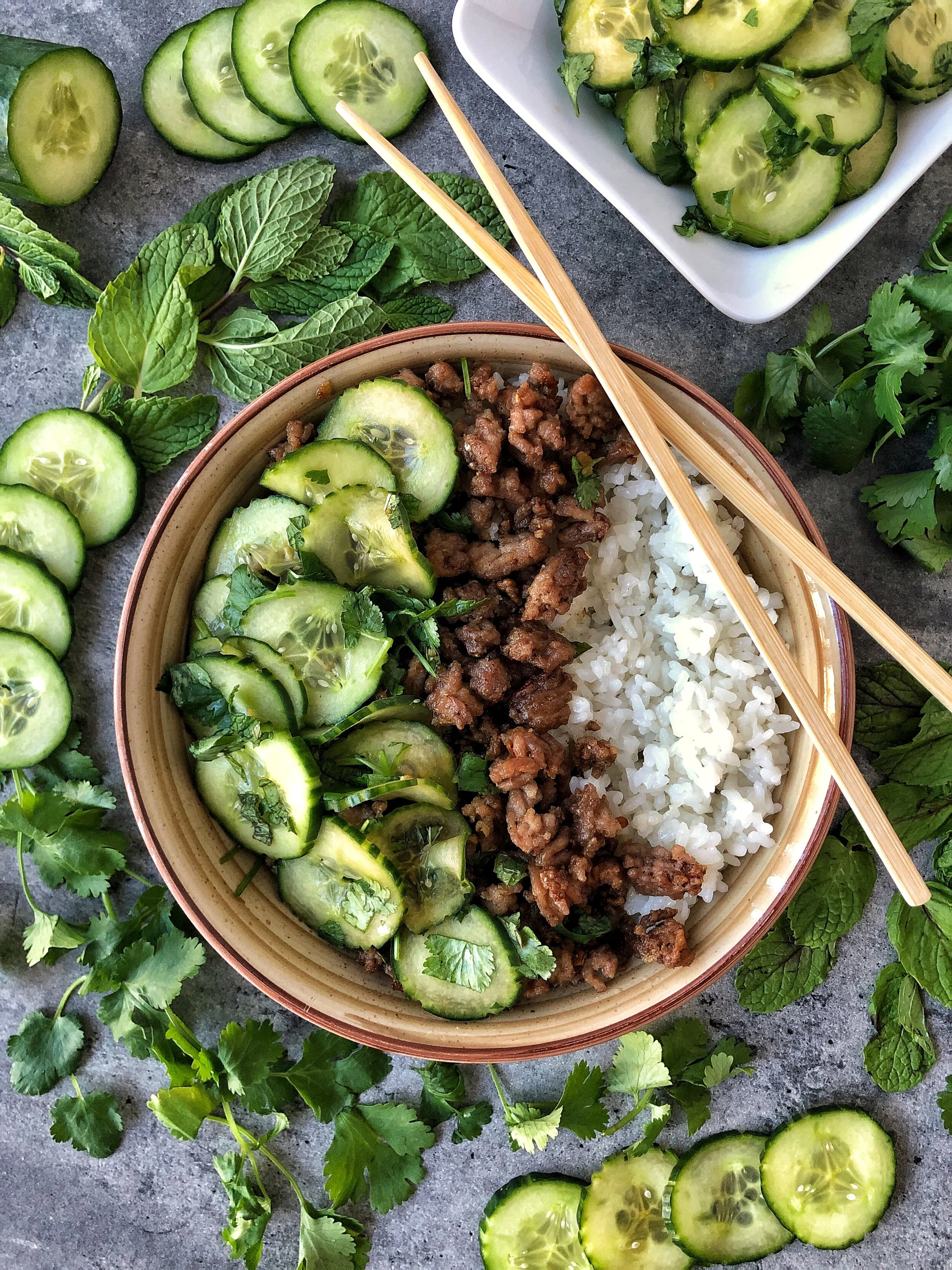 CRISPY PORK WITH CUCUMBER SALAD