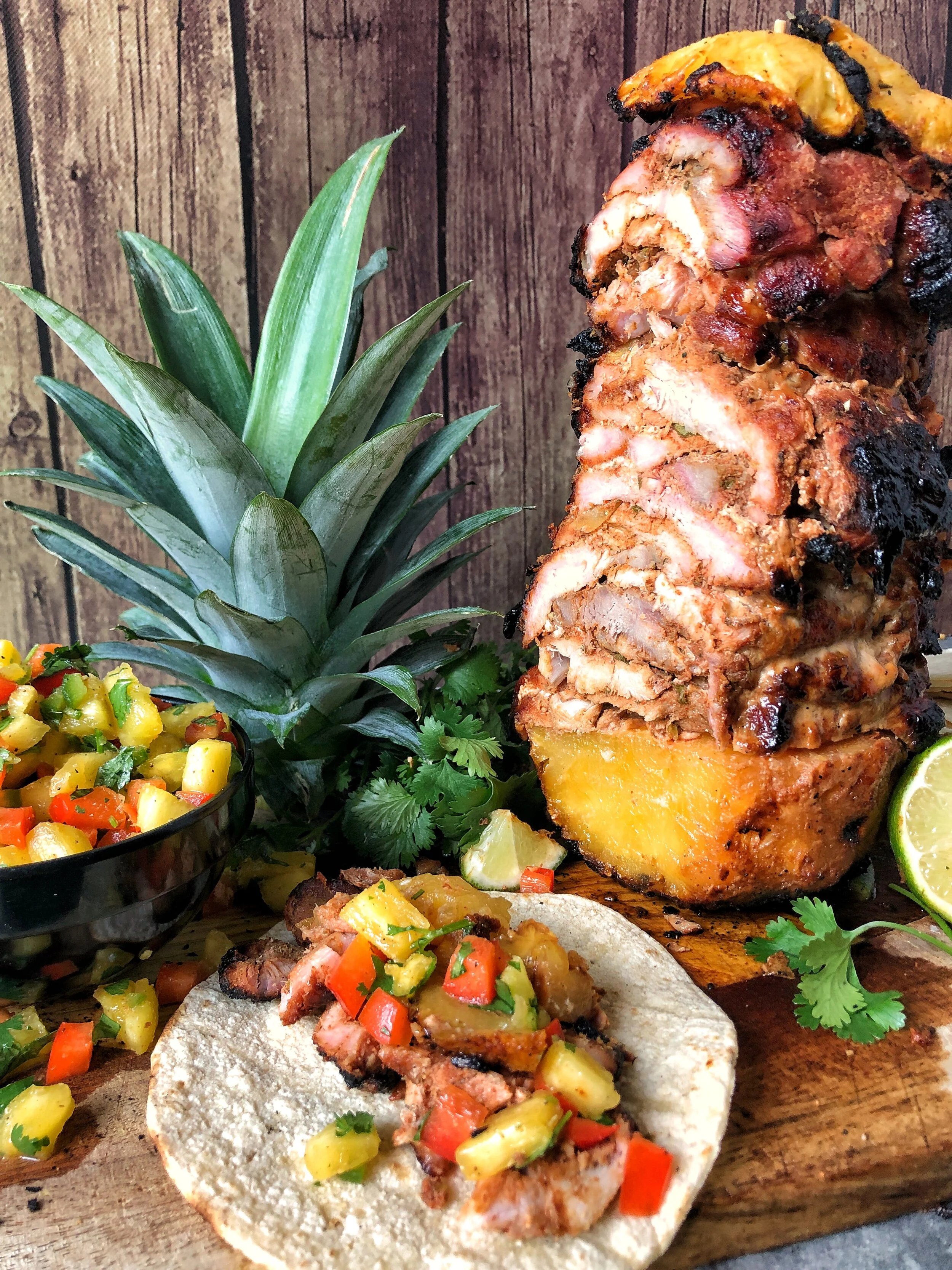 GRILLED PINEAPPLE AND PORK SPIT