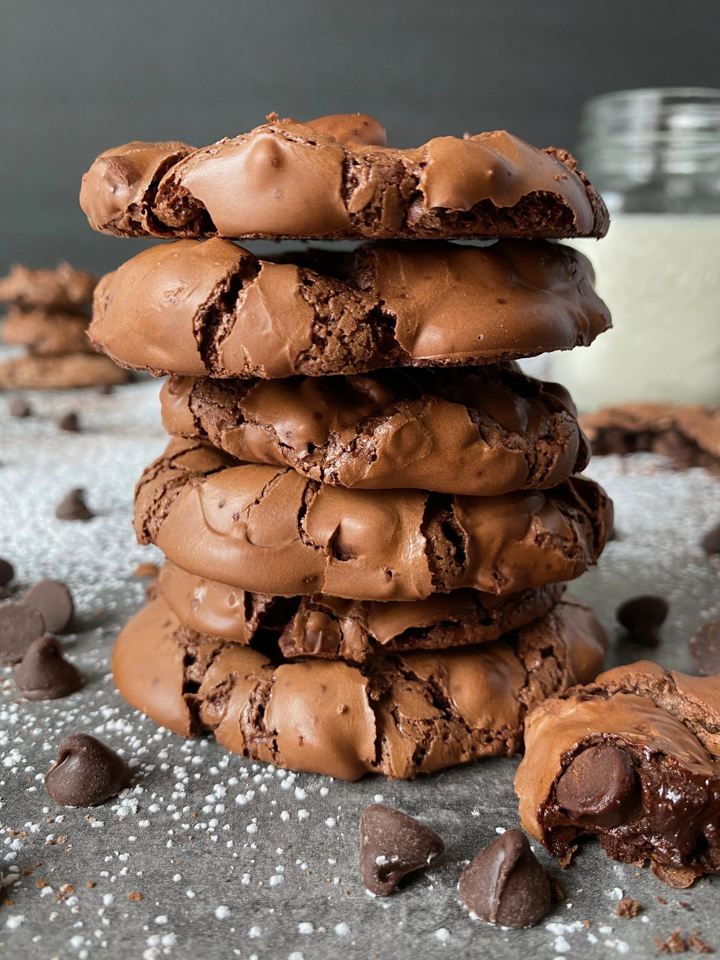 FLOURLESS DOUBLE CHOCOLATE CHIP COOKIES