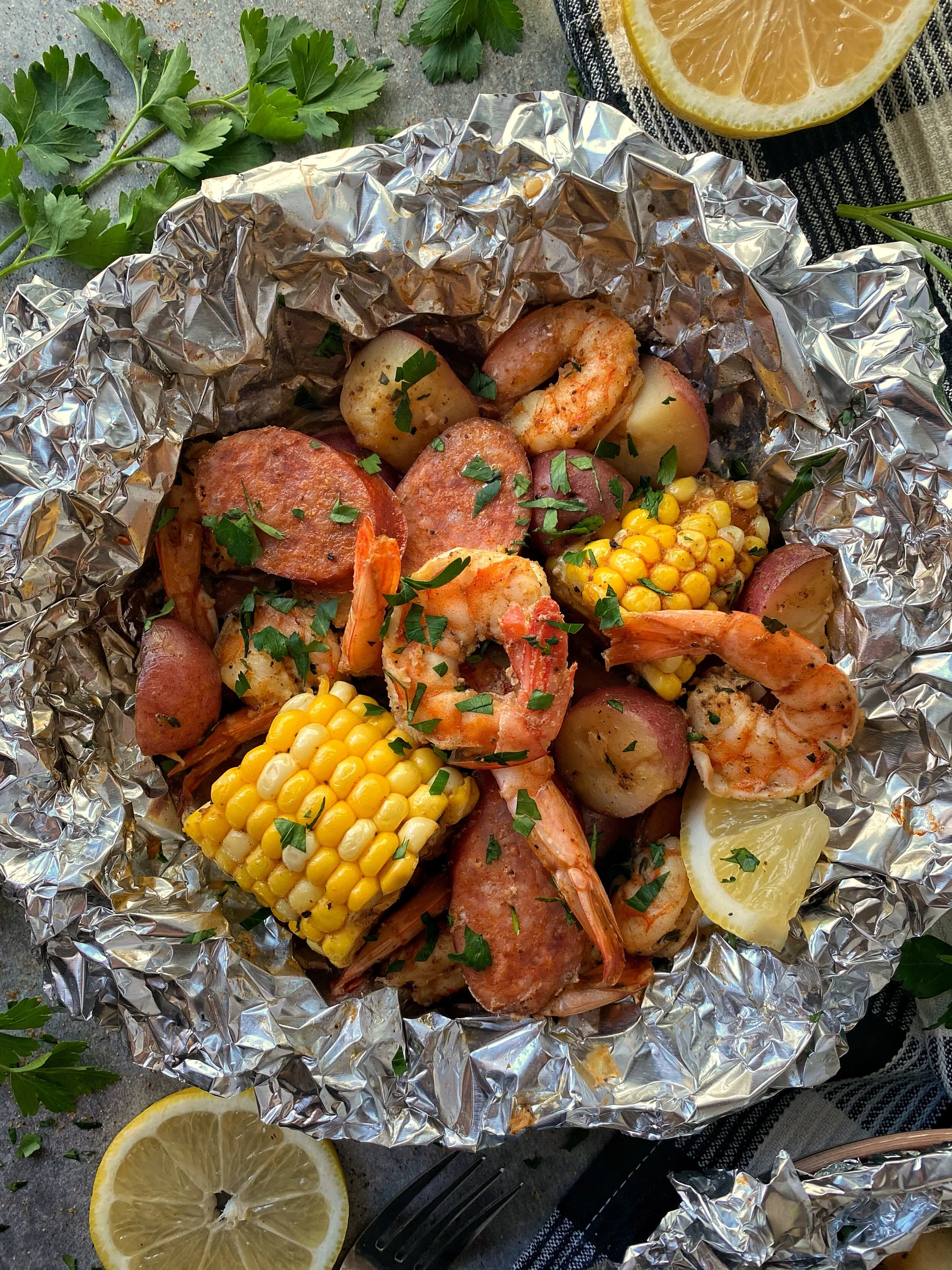 GRILLED SHRIMP FOIL PACKETS